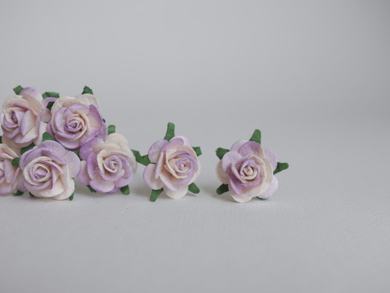 Paper Flower, 50 pcs., DIY supplies, small rose size 2 cm.,purple brush color. - Other - Paper Green