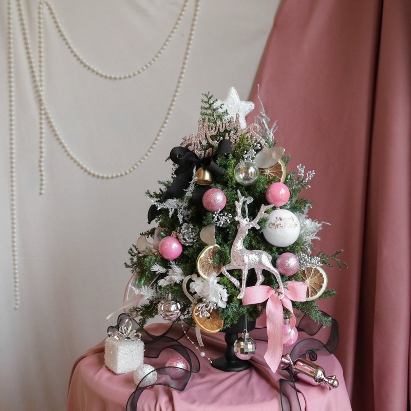 【遇見恆久】Pink × Black 聖誕樹 日本進口永生不凋雪松 - 乾燥花/永生花 - 植物．花 