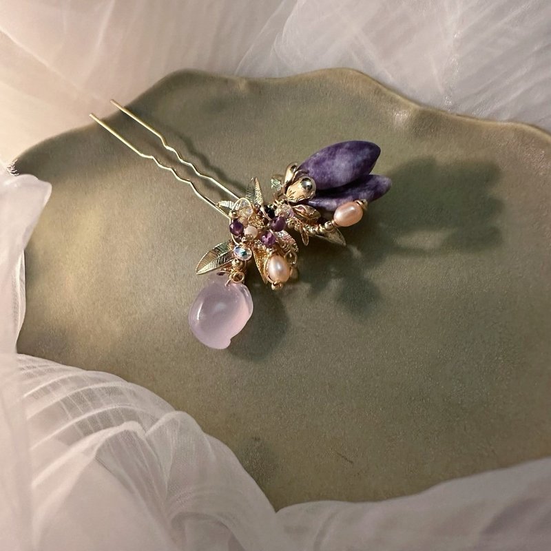 [Smoke Floating Dusk Purple] Hairpin and Hair Accessories - Hair Accessories - Semi-Precious Stones Purple