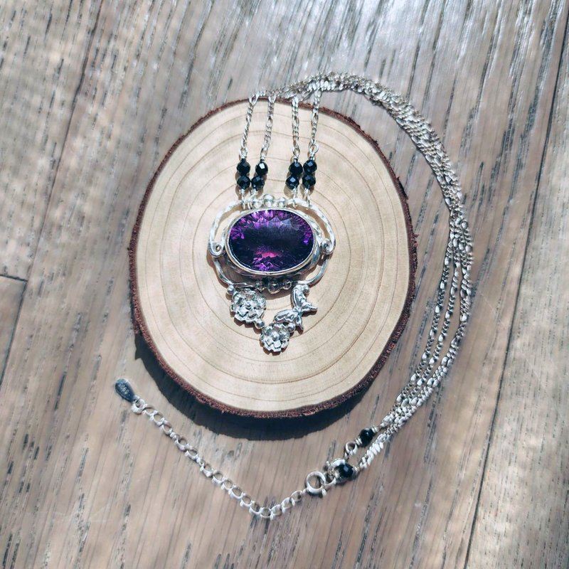 [Handmade by Qu Shuichen] Amethyst Sterling Silver Necklace - Necklaces - Gemstone Purple