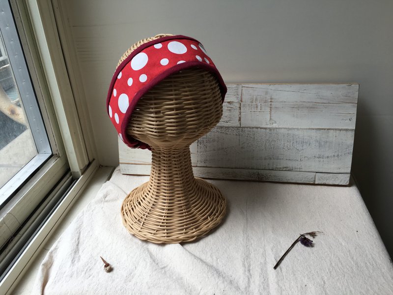 紅色草間波-拼接平面髮帶ヘアバンド - 髮箍/髮帶 - 棉．麻 