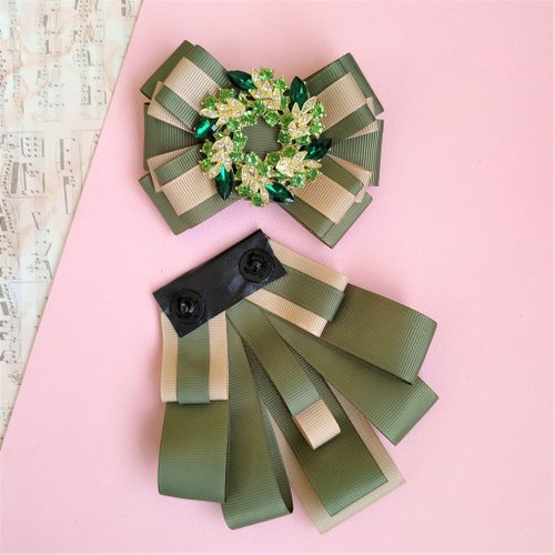 Bow Brooch - Pink & Green – Monica's Chictique