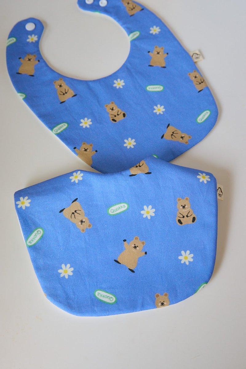 Cute baby kangaroo bib square pocket - Bibs - Cotton & Hemp Blue