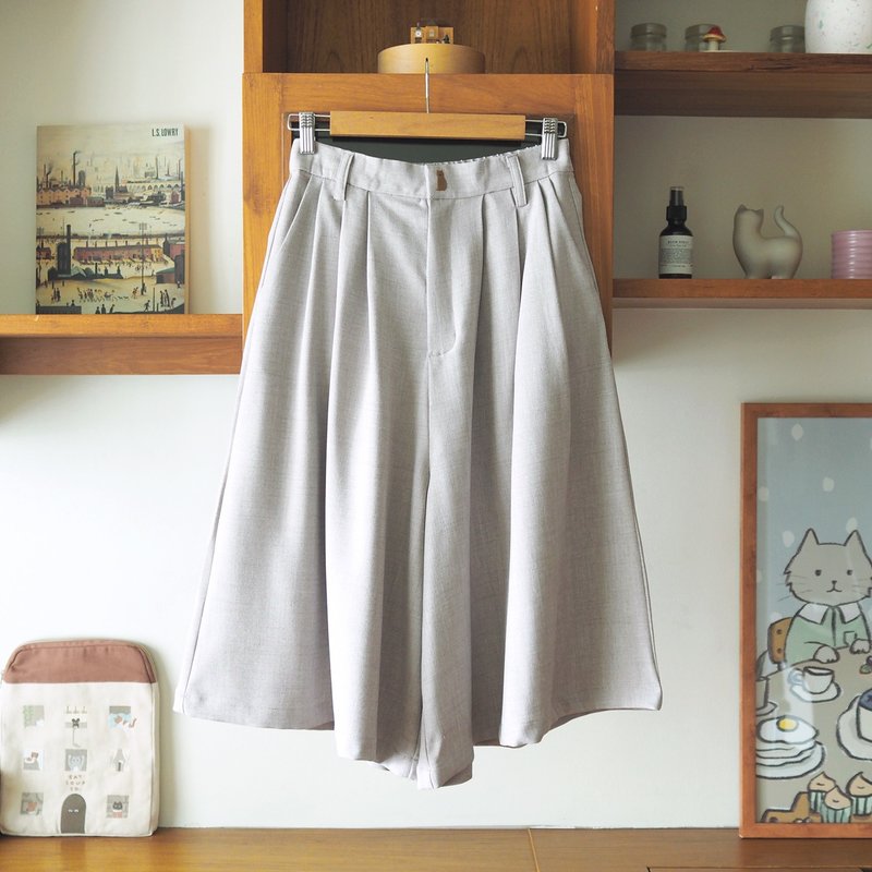 little cat wide pants : malted milk - 女長褲 - 聚酯纖維 卡其色