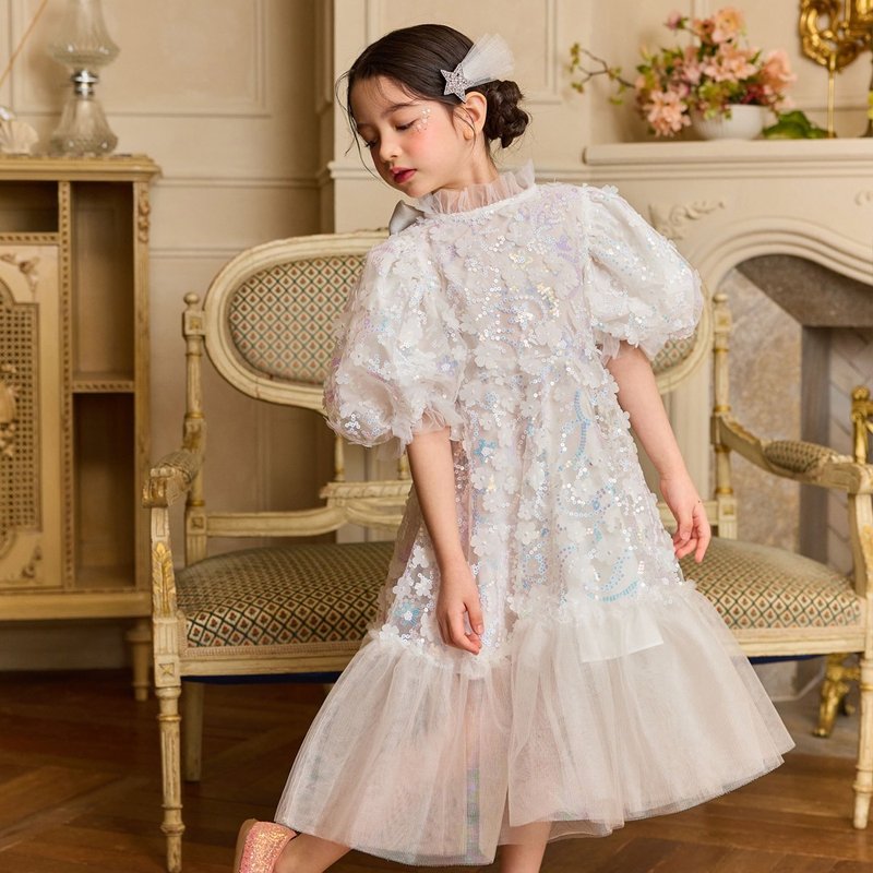 Starlight Serenade Dress-Jewel White - 男/女童禮服 - 其他材質 