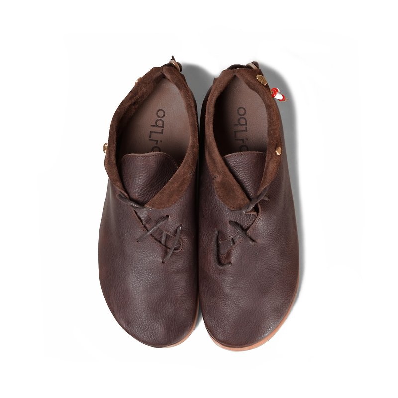 oqLiq-Display in the lost-Glass beads low-tube island boots (Brown) - Men's Boots - Genuine Leather Brown