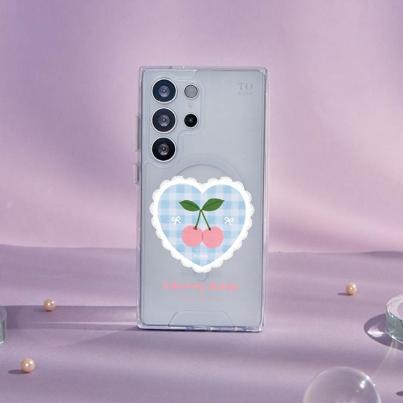 櫻桃格紋防摔透明SAMSUNG手機殼 - 手機殼/手機套 - 塑膠 多色