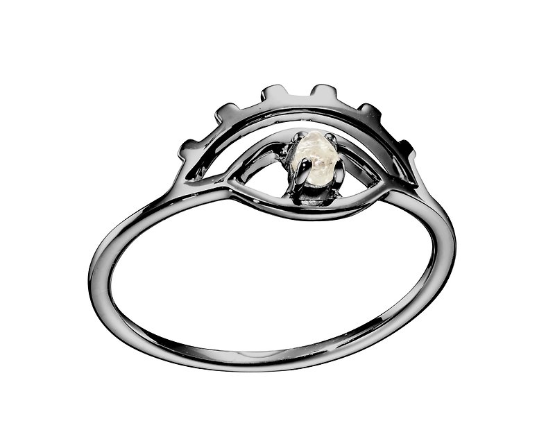 Evil Eye Ring, Raw Diamond Ring, Uncut Diamond Ring, Eye of Horus Ring, 9k Ring - แหวนทั่วไป - เพชร สีดำ