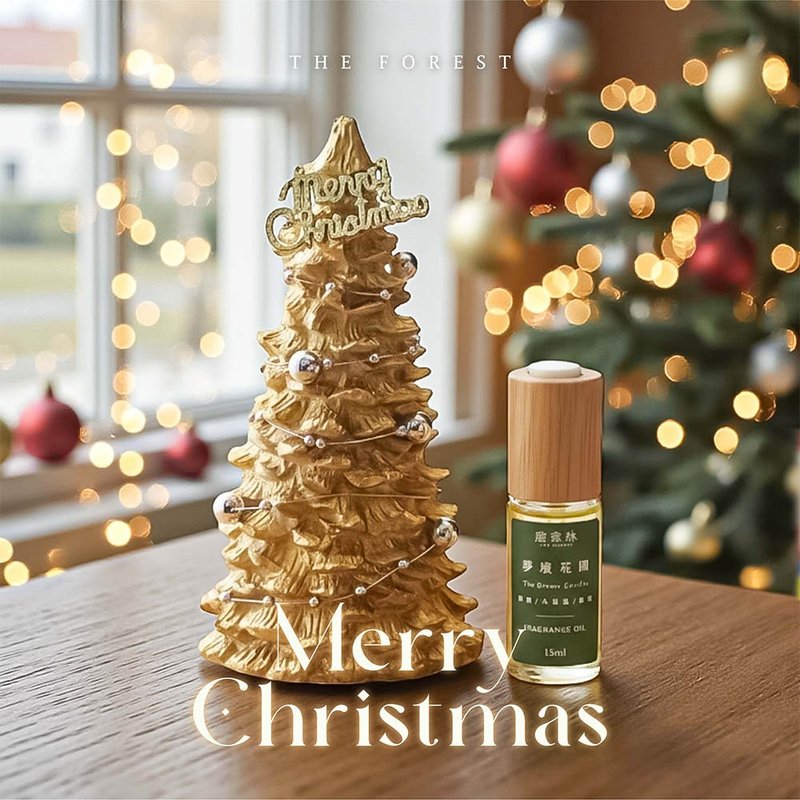 Happy Christmas Champagne Gold Glitter Christmas Tree Diffuser (Includes 15ml Brand Fragrance Oil) - น้ำหอม - พืช/ดอกไม้ สีกากี