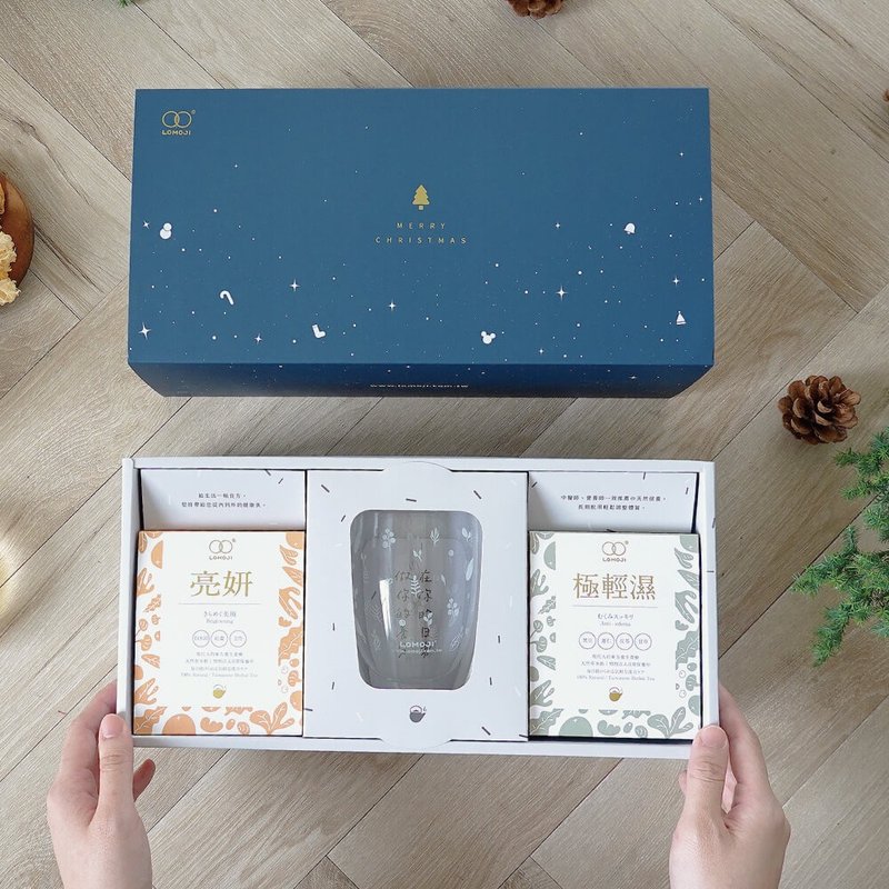 【Christmas Gift Set】Herbal Tea (20 bags) & Aesthetic Double-Walled Glass Cup | Includes Gift Bag - Perfect for Gift Exchanges - 健康食品・サプリメント - 食材 透明