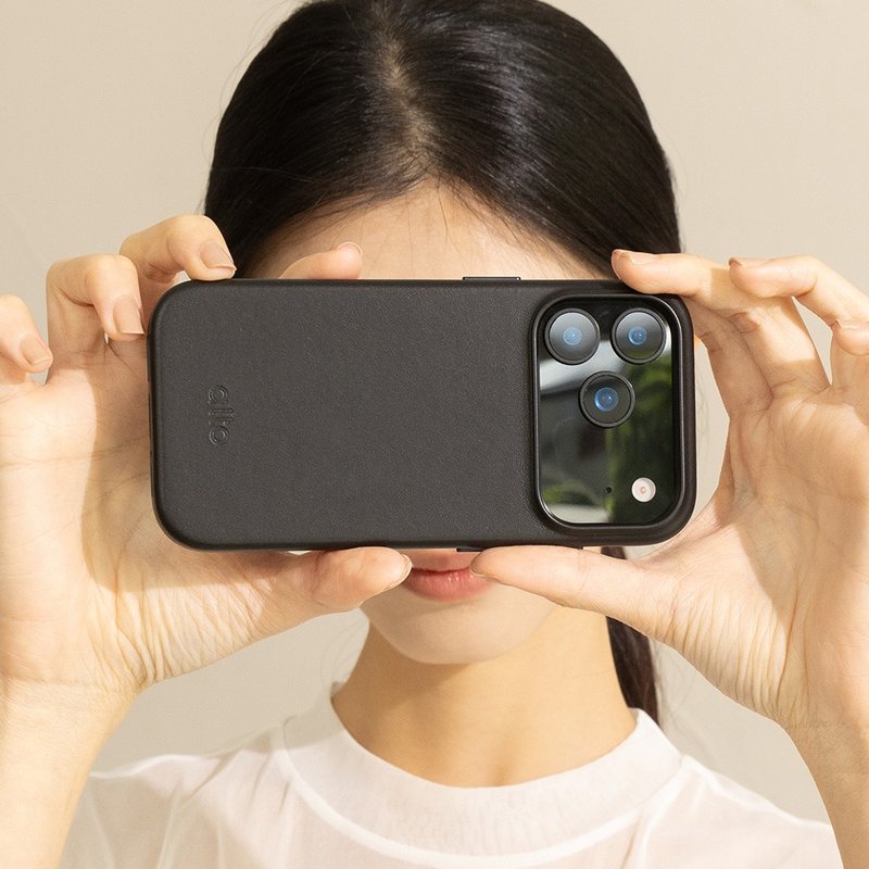 磁吸防摔皮革手機殼 iPhone 17 系列 - 渡鴉黑 - 手機殼/手機套 - 真皮 咖啡色