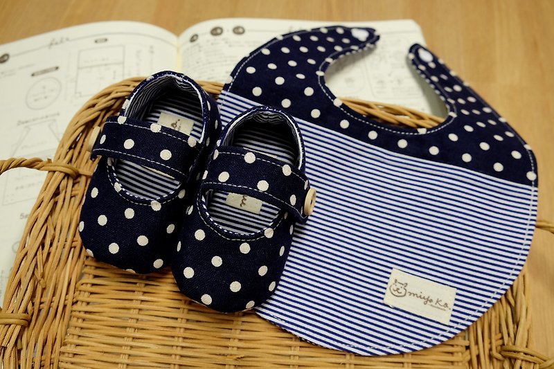 [Miya ko. Miscellaneous goods cloth hand-made] Japanese / handsome / little bit / stripe / toddler shoes / baby shoes / baby shoes / full moon gift / full moon gift / - Baby Gift Sets - Other Materials 