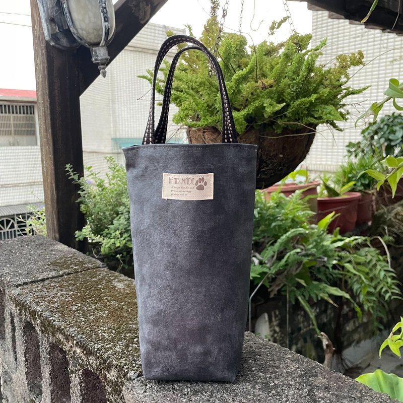 [Handmade] Washed canvas water bottle/beverage/ice cup bag umbrella bag handbag - ถุงใส่กระติกนำ้ - ผ้าฝ้าย/ผ้าลินิน 