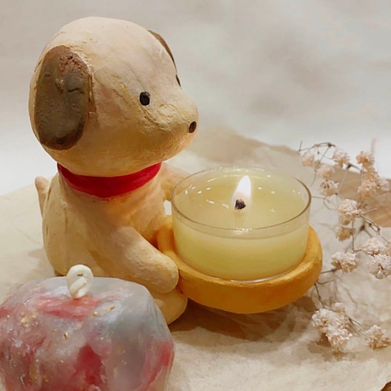 [Mother's Day Gift] Lively Puppy Doll Candle Holder - Limited Candle Gift Box - Stuffed Dolls & Figurines - Clay Yellow