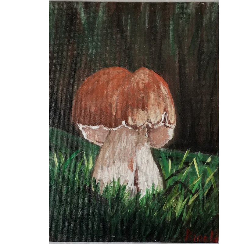 Woodland Hog Mushroom Original Wall Art Hand Painted By RinaArtSK - Wall Décor - Other Materials Multicolor