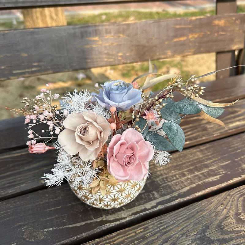 Everlasting Potted Flowers Mother's Day Everlasting Flower Gifts Everlasting Table Flowers - Dried Flowers & Bouquets - Porcelain Gold