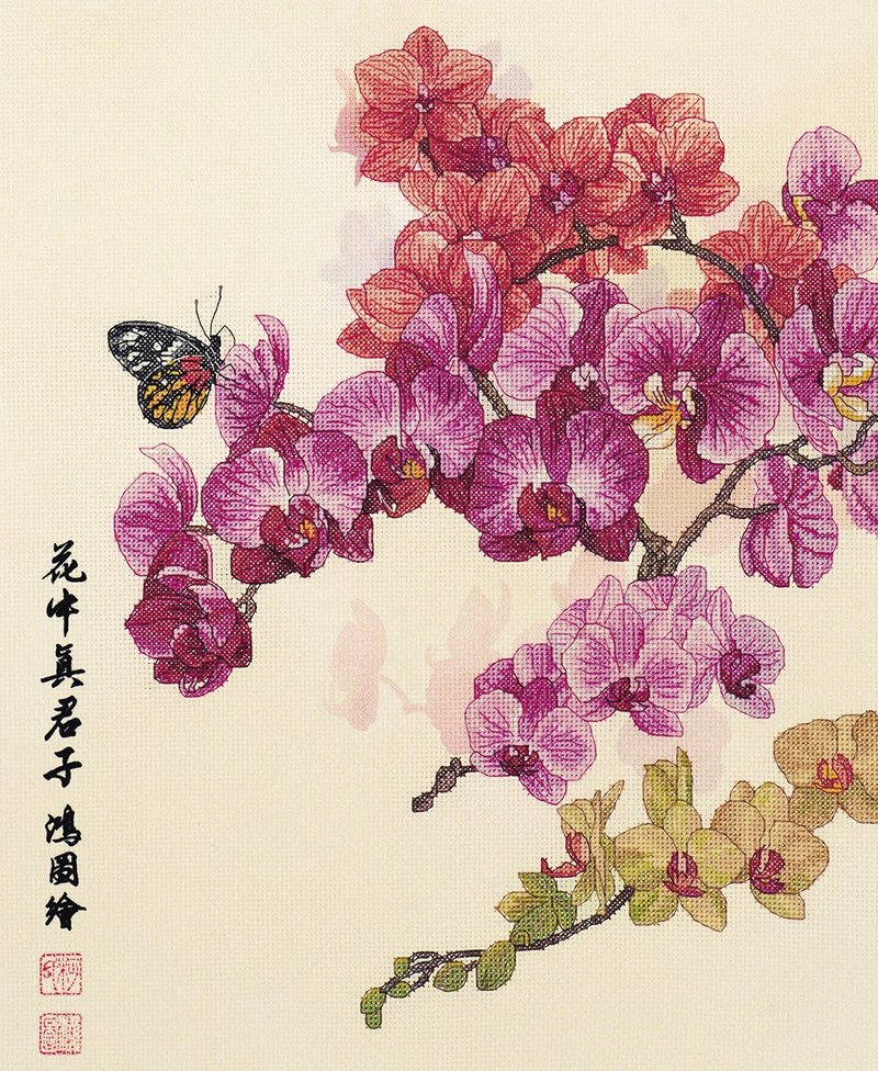 【Orchids with fragrance】Chinese Art - Cross Stitch Kit | XiuCrafts - Knitting, Embroidery, Felted Wool & Sewing - Thread Multicolor