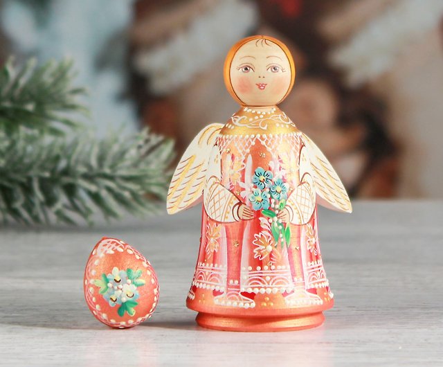 【注文】ロシア高級品 エンジェル 天使 木彫り 置物≪木の宝・木の芸術≫　RUSSIAN　ANGEL その他