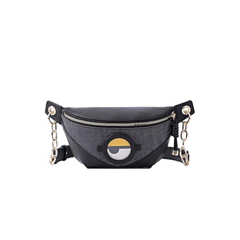 Minions Jacquard with Leather Belt Bag - Messenger Bags & Sling Bags - Genuine Leather Blue