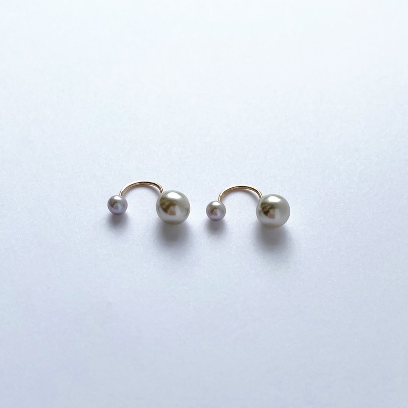 Double pearl earrings / Silver - ต่างหู - ไข่มุก สีเงิน