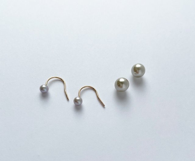 mika jewellery  ダブルパールピアス セール】ダブル パール ゴールド バー ピアス（ピアス（両耳用