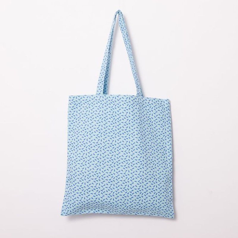 Simple shopping bag / Taiwan starling 4 / blue - กระเป๋าแมสเซนเจอร์ - ผ้าฝ้าย/ผ้าลินิน 