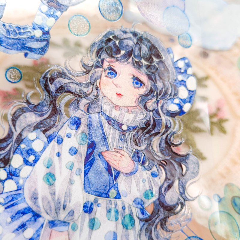 GL1230 靛青藍寶The little girl in blue dots  / 紙膠帶 - 紙膠帶/和紙/PET - 塑膠 多色