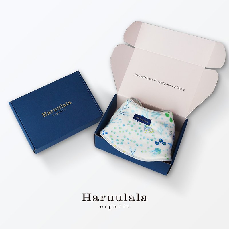 日本Haruulala【男寶 圍兜兜禮物】口水巾禮盒 有機棉 - 口水肩/圍兜 - 棉．麻 白色