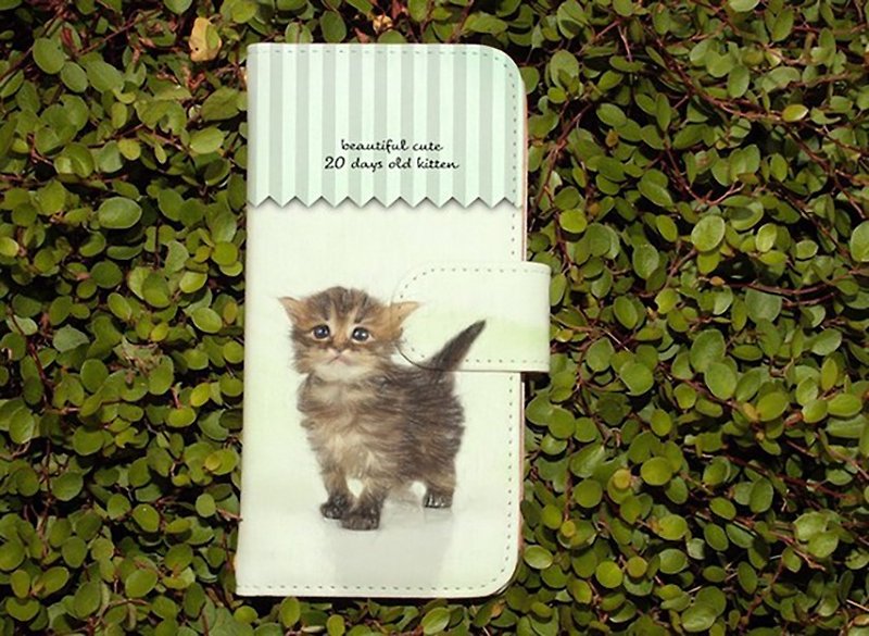 [Compatible with all models] Free shipping [Notebook type] 20-day-old cute kitten illustration smartphone case