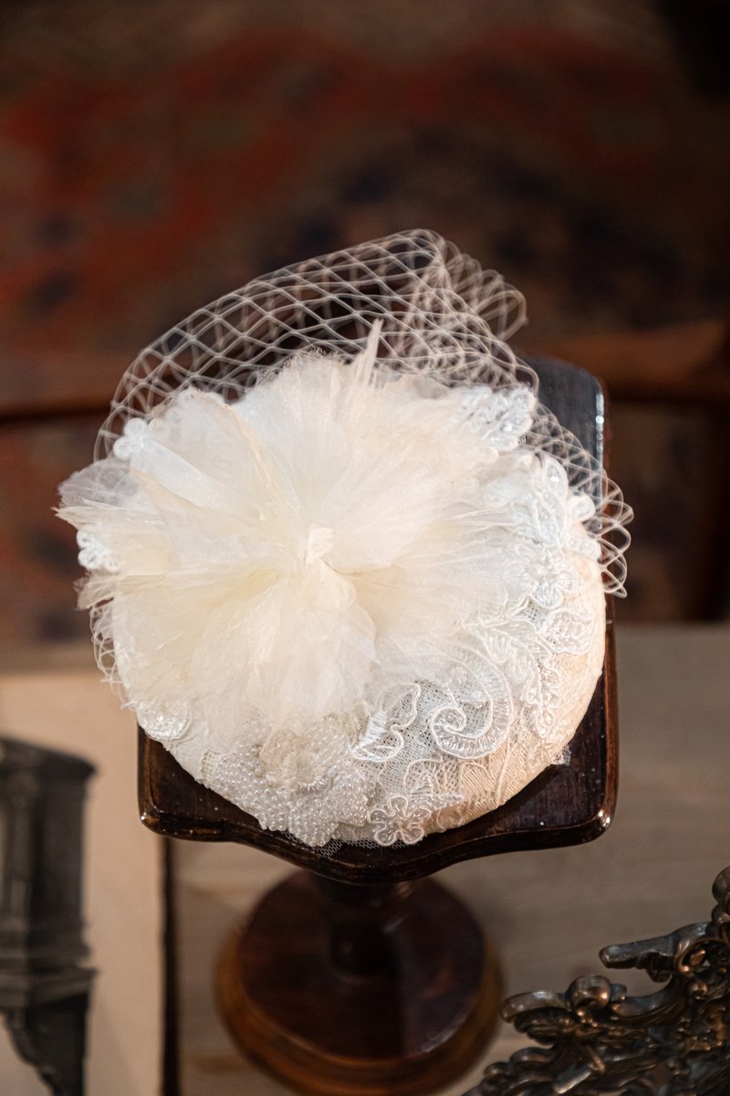 Handmade lace headpiece - Hats & Caps - Cotton & Hemp White