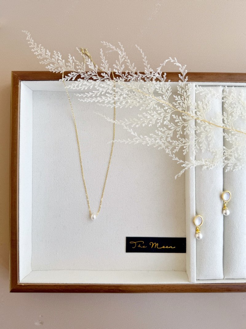 【Delicate Gift Box】Freshwater Pearl Necklace S925 18KGF - Nocturne - สร้อยคอ - โลหะ สีทอง