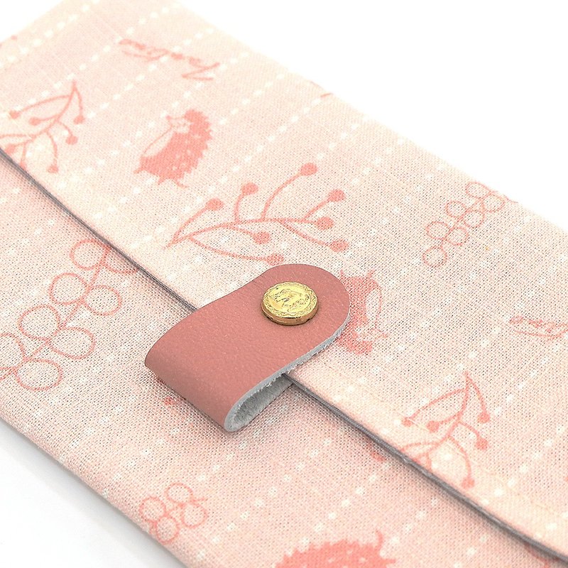 【Sold Out】Leather Red Packets│Passbook, Cash Storage Bag (Floating Forest-Strawberry Powder)/ Gift Exchange - Chinese New Year - Cotton & Hemp Pink