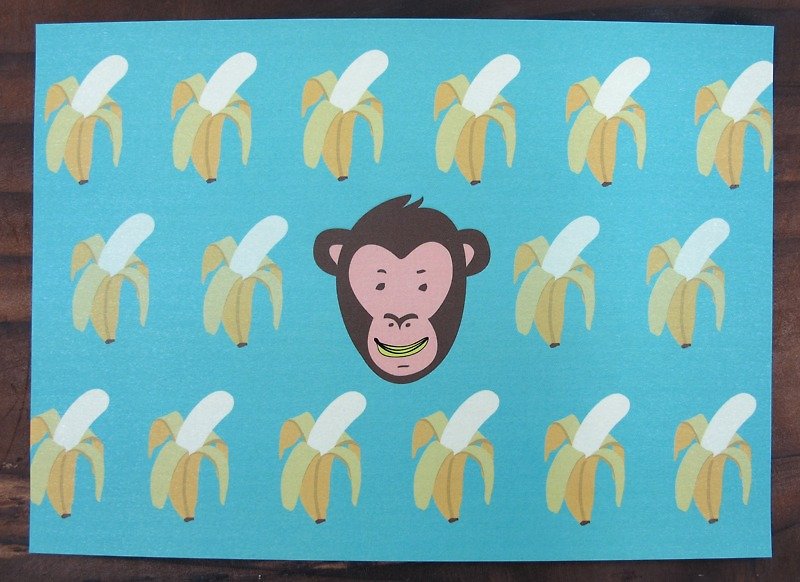 Five Elements Creative Monkeys love to Eat Banana ポストカード - カード・はがき - 紙 