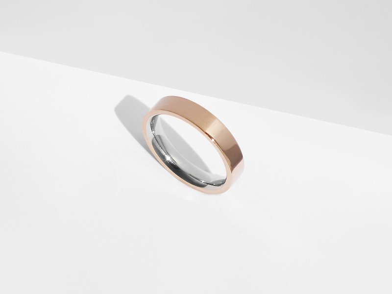 Dual Texture雙質感鈦鋼戒指 | 玫瑰金 | 客製刻字 - 戒指 - 不鏽鋼 金色
