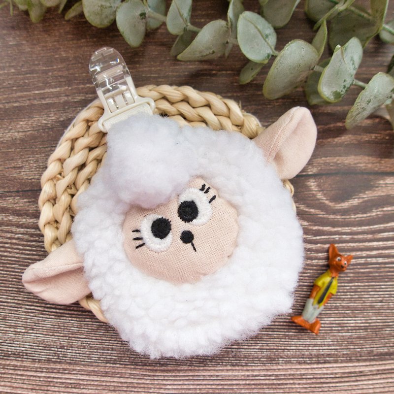 Handmade Cotton Sheep Peace Charm Bag Airtag/Key Protector Gift Royal Shou Bag Miyue Gift Sachet - Omamori - Cotton & Hemp White