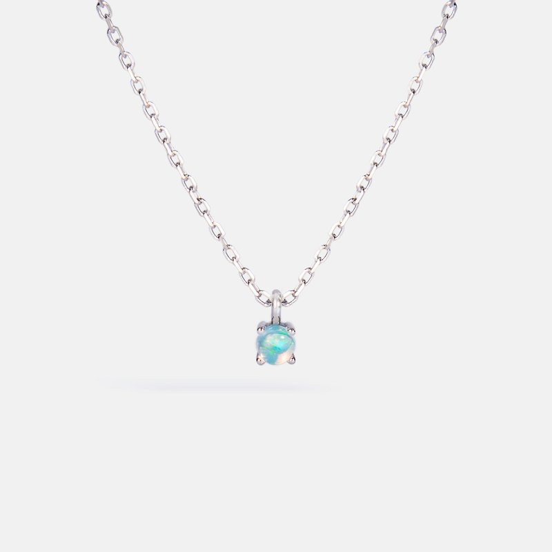 Opal Round Stone Necklace (October Birthstone) - สร้อยคอ - เงินแท้ 
