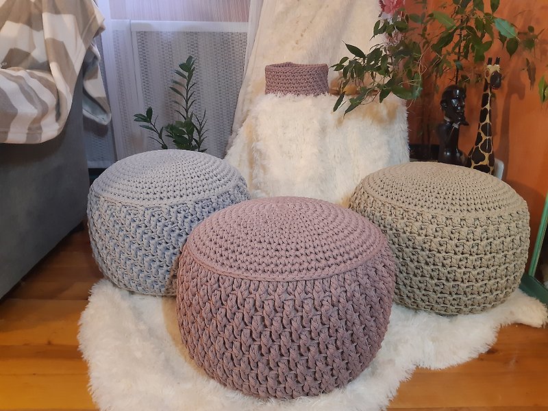 Fashionable ottoman Crochet pouf custom size Stuffed pouffe A beautiful gift - Other Furniture - Polyester 