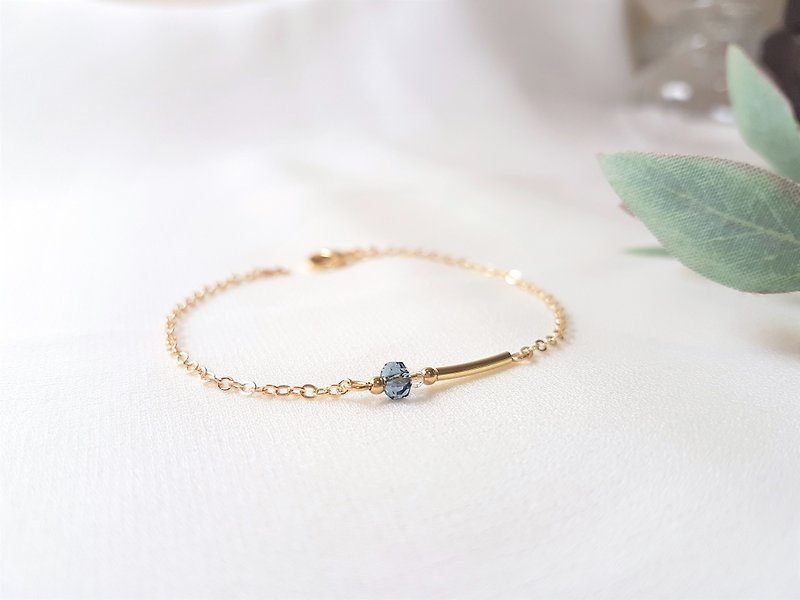 Smile‧Crystal Bronze Brass Bracelet - สร้อยข้อมือ - คริสตัล สีน้ำเงิน