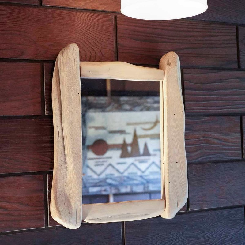 お部屋のポイントに　流木鏡　流木のミラー　卓上ミラー　壁掛けミラー　流木アート　木のインテリア　ナチュラルアート　１０４ - 相框/畫框 - 木頭 卡其色