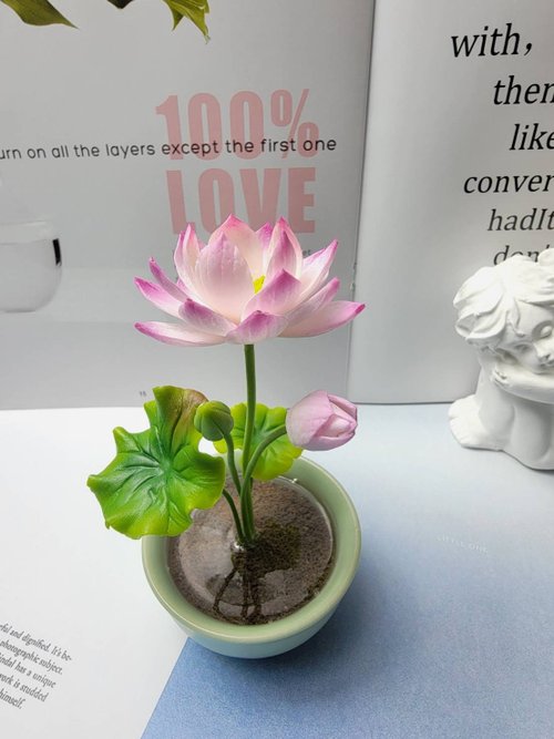 Cold porcelain clay/clay flower art-water lily small potted plant/gift -  Shop liyen-diy Plants - Pinkoi