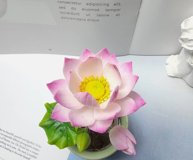 Cold porcelain clay/clay flower art-water lily small potted plant/gift -  Shop liyen-diy Plants - Pinkoi