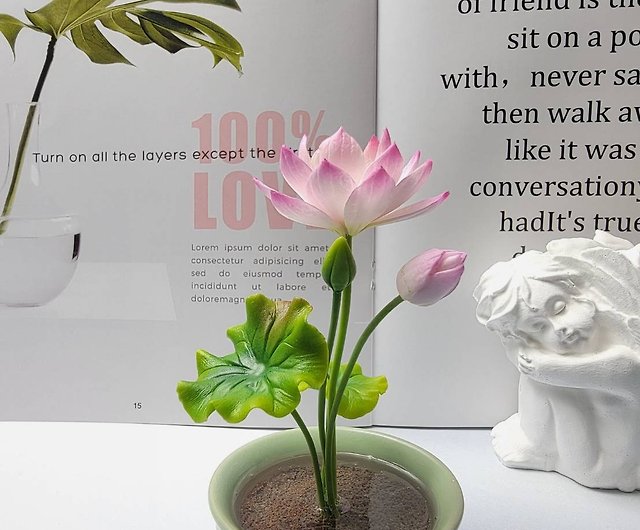 Cold porcelain clay/clay flower art-water lily small potted plant/gift -  Shop liyen-diy Plants - Pinkoi