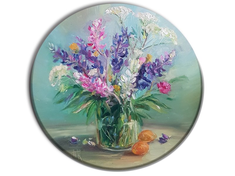 Bluebonnet flowers still life oil painting Wildflowers canvas Original art 掛畫 - 海報/掛畫/掛布 - 其他材質 多色