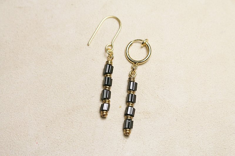 //Detailed series of black antique brass beaded brass earrings // ve082 - Earrings & Clip-ons - Other Metals Black