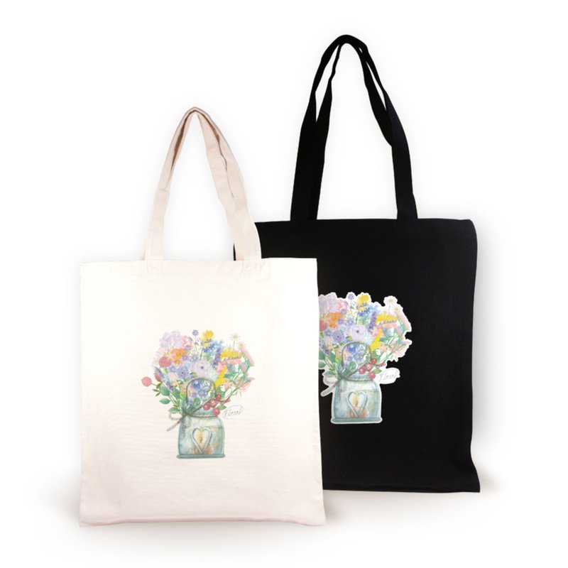 Botanical Canvas Bag-Beauty in a Bottle - กระเป๋าถือ - ผ้าฝ้าย/ผ้าลินิน 