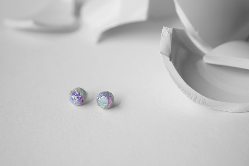 魔法寶石系列-紫晶石 水泥耳針 - 耳環/耳夾 - 水泥 紫色