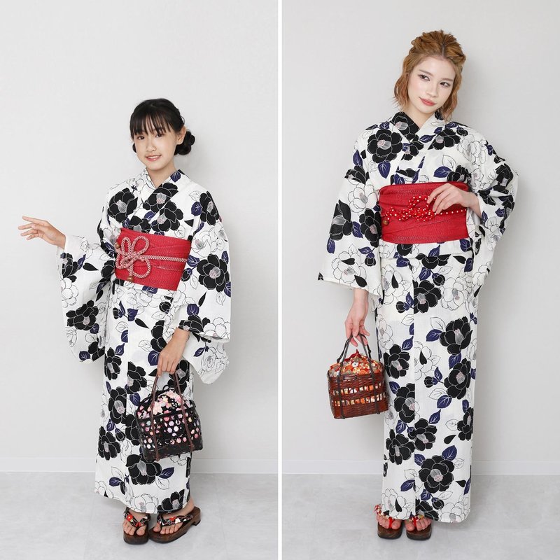 Yukata and Obi 2-piece set for women, F/S(150)/140/130 size x23-8 (for adults, children, juniors, parents and children, short height) - Other - Cotton & Hemp 