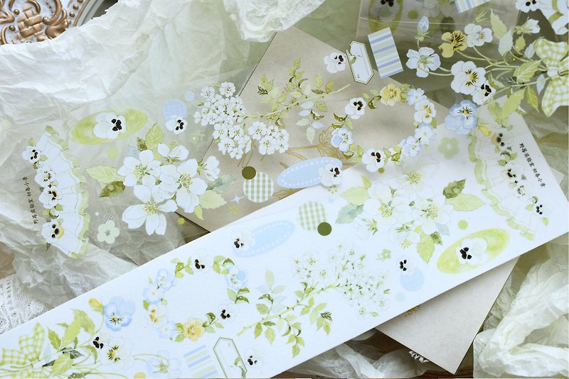 庭院中-PET膠帶清新自然花卉DIY手帳日誌手繪裝飾素材 - 紙膠帶 - 塑膠 多色