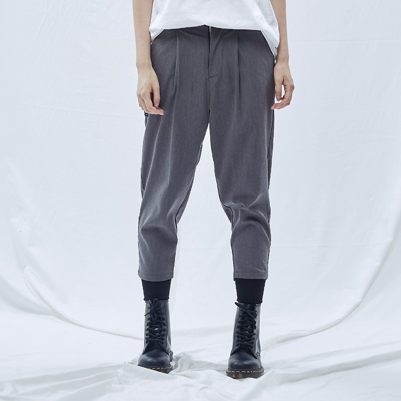 DYCTEAM - Capri Pants Eight-point micro-bomb suit pants - กางเกงขายาว - ผ้าฝ้าย/ผ้าลินิน สีเทา