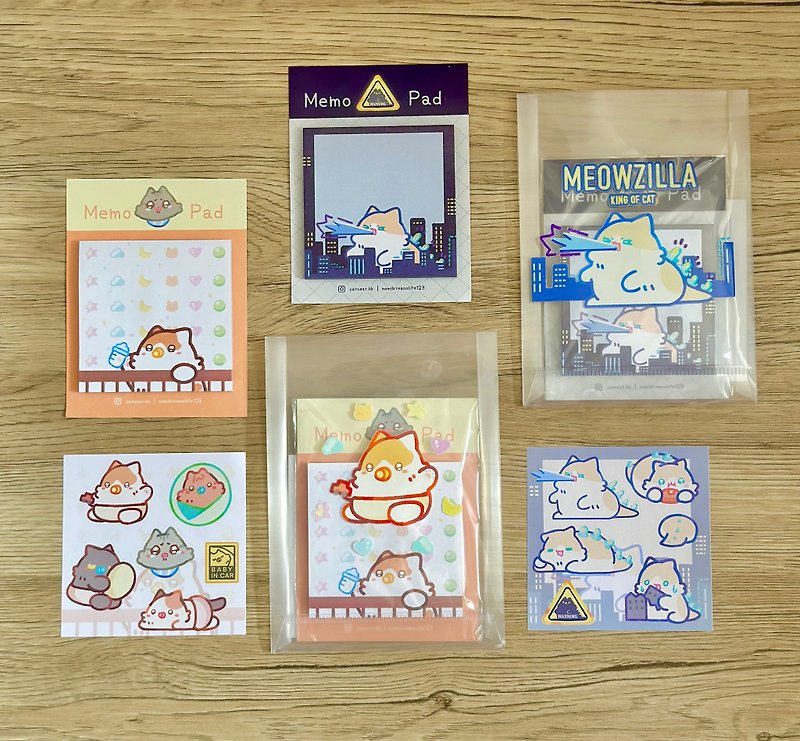 Cat rice ball-Memo note pad set - กระดาษโน้ต - กระดาษ 
